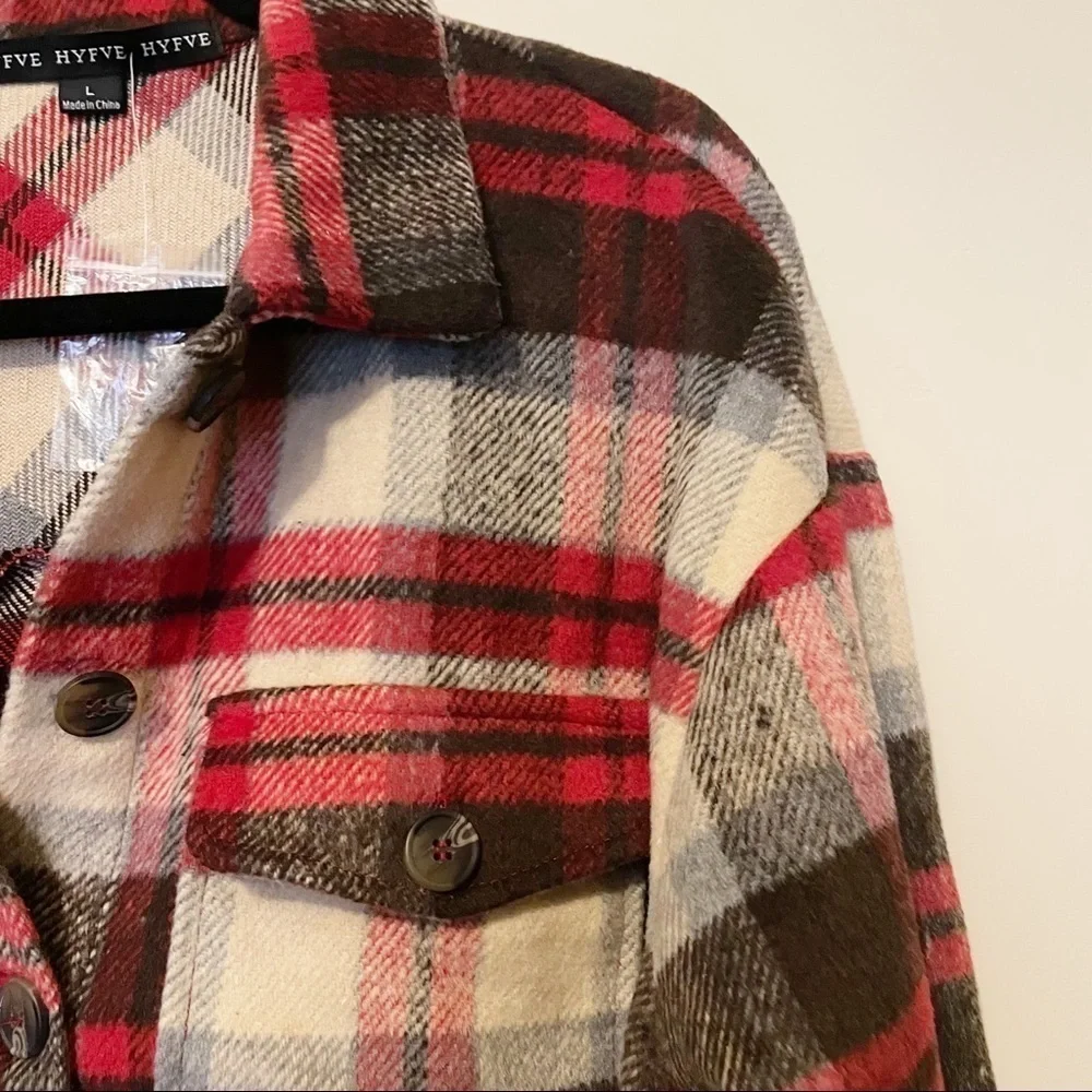 HYFVF NWOT Red Plaid Western Shacket Cowgirl Rodeo Americana Rustic Ranch